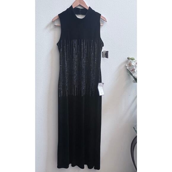 New Black Velvet Maxi Dress Women's 12 Sparkling Glitter Goth Fairy Whimsigoth‎ - Picture 1 of 8